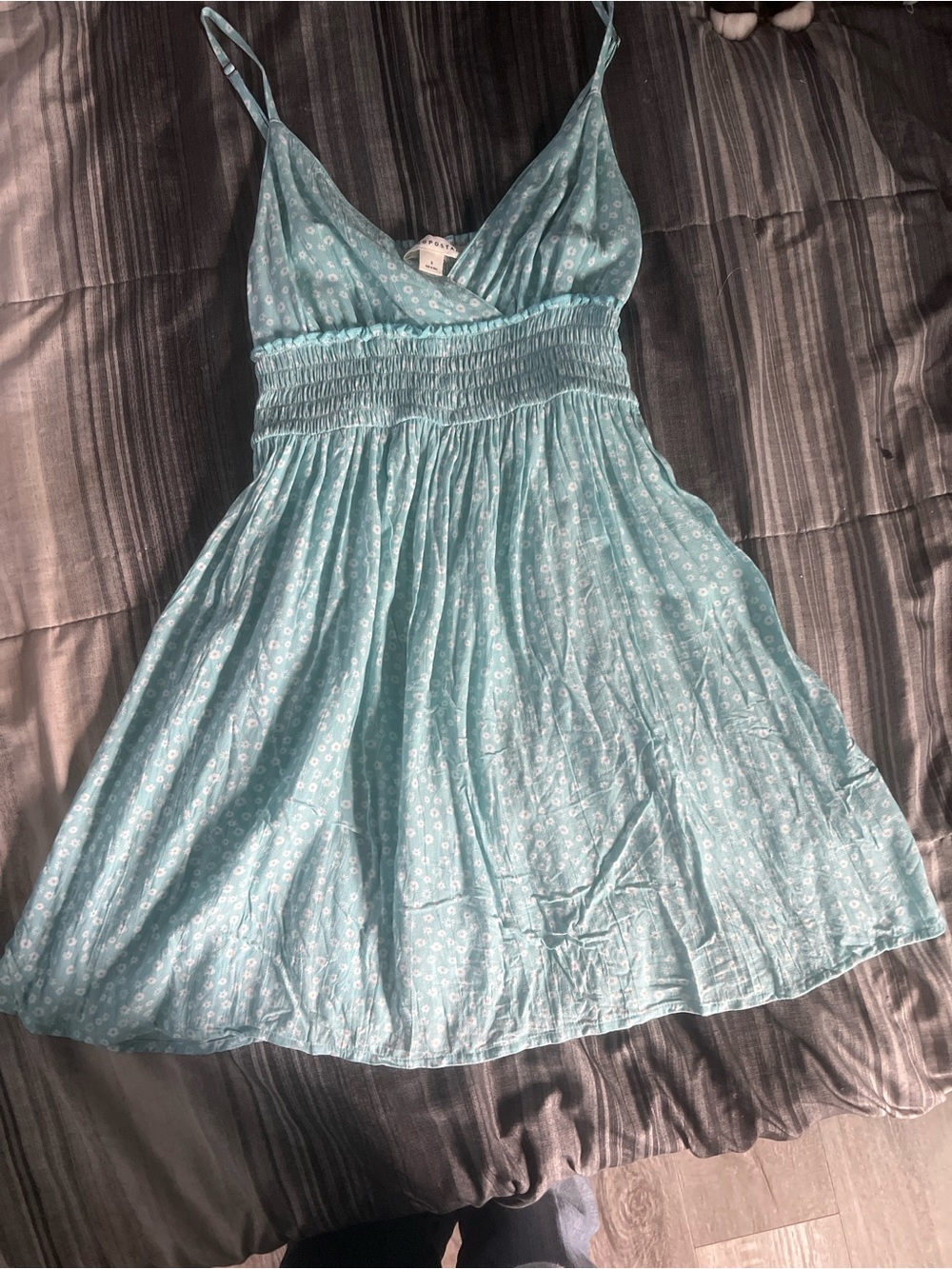 Aeropostale Light Blue Floral Smocked Sundress